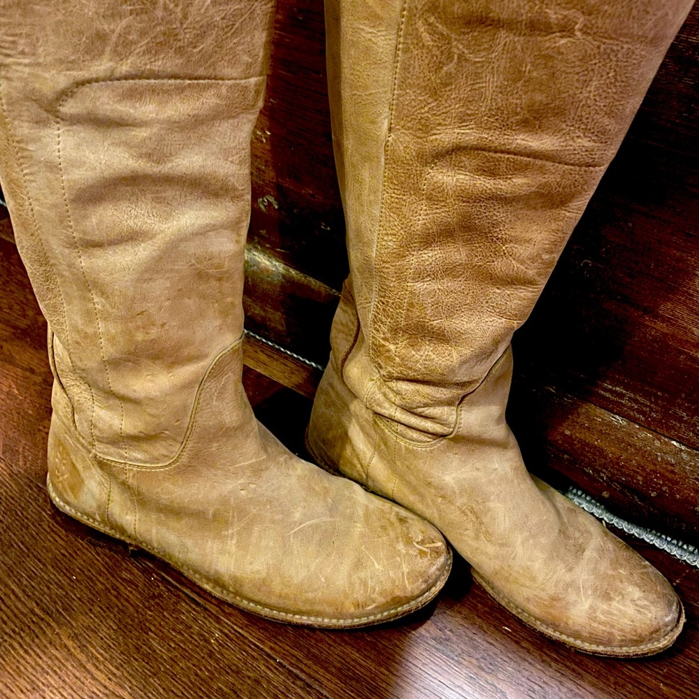 Frye Paige Tall Riding Boot- light camel/ light brown - In Excellent Shape!